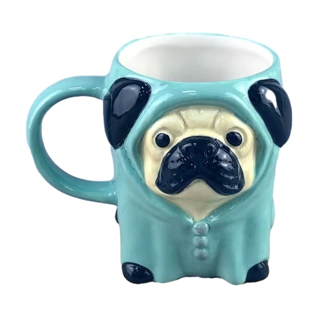 Taza de cerámica 3D con diseño de perro salchicha, con asa tallada, pintada a mano, ideal como regalo para amantes del café.