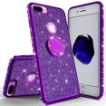 thumbnail image 4 of Glitter Cute Ring Stand Phone Case for Apple iPhone 7 Plus Case,Bling Bumper Kickstand Sparkly Clear Soft Protective for Girls Women - Purple, 4 of 5