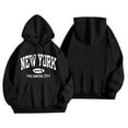 thumbnail image 4 of Bibifish Hoodies For Women New York City Letter Print Hoodies Long Sleeve Drawstring Hoodies Oversized Fleece Pockets Tops, 4 of 4