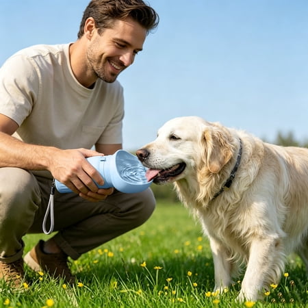 XINGXIANG - Leak Proof Collapsible Pet Water Bottle Lightweight Portable Dog Water Dispenser for Outdoor Walk Hike Travel & Camping (Blue)