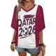 thumbnail image 2 of Women's Football Graphic T-Shirt, Soccer Fans V-Neck Short Sleeve T-Shirt with Print, Soft Lightweight Soccer Apparel Shows Player Number for Soccer Tournament 2026 Wine Size: L, 2 of 5