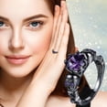 thumbnail image 2 of Couples Rings Copper Inlaid Zircon Women's Skeleton Bands Ring Size Lovers' Ring, 2 of 5