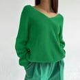thumbnail image 4 of IROINNID Reduced Womens Sweater Knit V-Neck Pullover Sweater Solid Color Comfy Mid-Length Long Sleeve Hedging Knitting Sweater, 4 of 9
