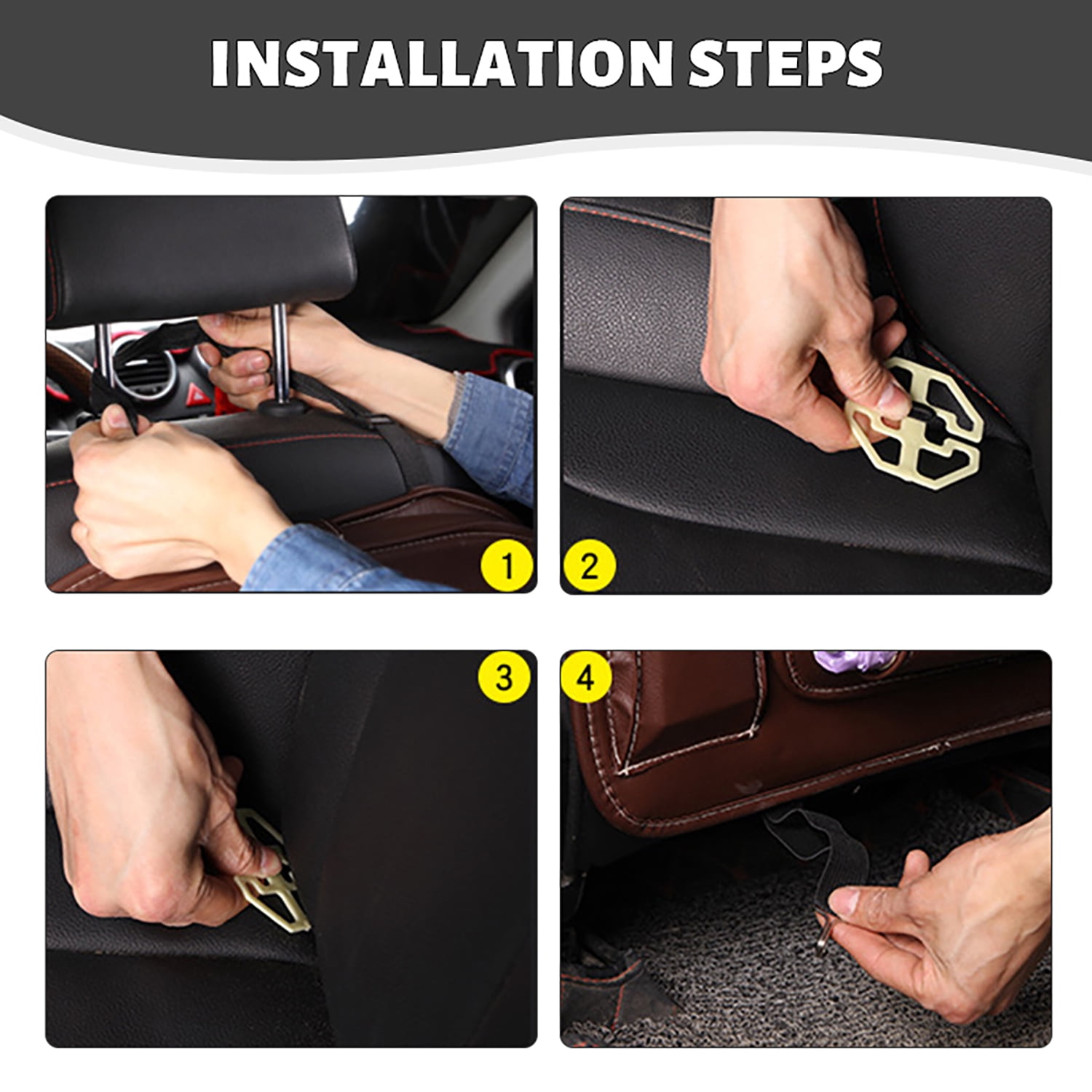 Car Seat Back Organizer, Car Seat Back Protectors Kick With Foldable Table Tray Backseat Car Organizer Mats Travel Accessories with 9 Storage Pockets (Black)