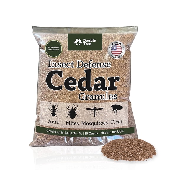 Double Tree Home and Garden Cedar Granules | Repels Fleas, Ticks, Ants, and Mosquitos | Rich Cedar Scent | Non Toxic | Pet Safe | 1 Bag (8 lbs)