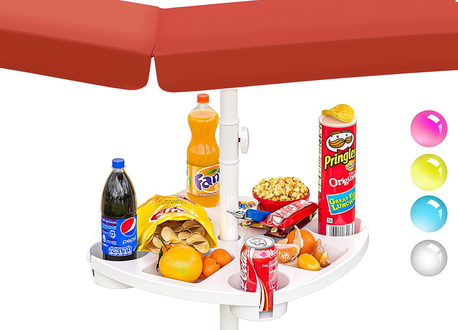 Skywin Umbrella Tray Beach Umbrella Table Tray with Compartments for