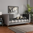 thumbnail image 6 of Bowery Hill Modern Velvet Upholstered and Gold Finished Twin Size Daybed in Gray, 6 of 7