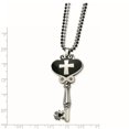 thumbnail image 2 of Chisel Stainless Steel Black Enamel Polished CZ Heart Cross Key Necklace, 2 of 2