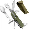 thumbnail image 2 of Juego de vajilla plegable 7 en 1 para acampar al aire libre, de acero inoxidable, con cuchillo, tenedor y cuchara, color negro, 2 of 8