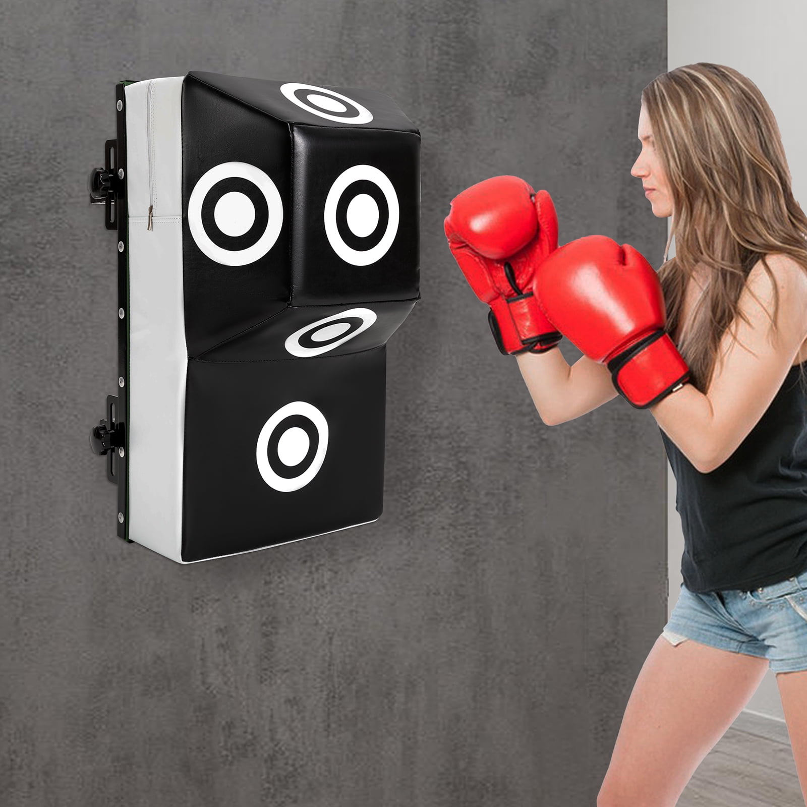 Wall Mount Boxing Training Bag, Uppercut Boxing Training Punching Target, Heavy Punching Bag for Adults for Bedroom/Living Room/Gym（Black and White, 15.75*11.81*27.56inch）