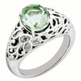 thumbnail image 1 of 925 Sterling Silver Ovale Vert Quartz Anneau de Diamant Pierre Gemme, 1 of 5