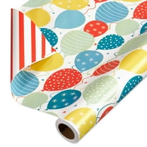 American Greetings 175 sq. ft. Reversible Wrapping Paper for Birthdays and All Occasions, Birthday Balloons (1 Roll, 30 in x 70 ft.)
