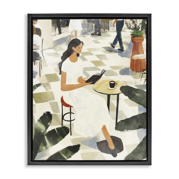 Stupell Industries Eclectic Coffee & Pages in Cafe Black Floating Frame Canvas Art, 17 x 21, by Svetlana Aleynikova