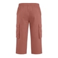 thumbnail image 4 of Resicozy Cargo Capri Pants for Men Casual Elastic Waist Work Shorts Relaxed Fit Hiking Tactical Capris with Multi Pockets Watermelon Red M, 4 of 8
