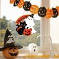 thumbnail image 1 of Decoración colgante de Halloween | Diseño de Gato Negro Calabaza Fantasma | Adorno festivo naranja y negro | Lindo sombrero de bruja con caras sonrientes | Mediano 29cm x 28cm | Decoración de Pared, 1 of 5