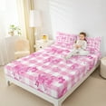 thumbnail image 7 of Manfei Princess Bowknot Bed Sheets Twin, Pink Plaid Twin Sheet Sets, Love Heart Bedding Sets Twin Size, Ultra Soft Room Decorative, 3 Pieces, 7 of 7