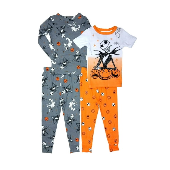 Jack Skellington and Zero Toddler Boy's 4-PC Character Halloween Soft Pajama Set, Size 3T