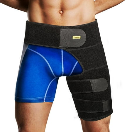 Knifun Adjustable Groin Support Wrap Compression Recovery Thigh Wrap Provide Pulled Groin Quad Hamstring Hip Injury & Sciatica Support for Men