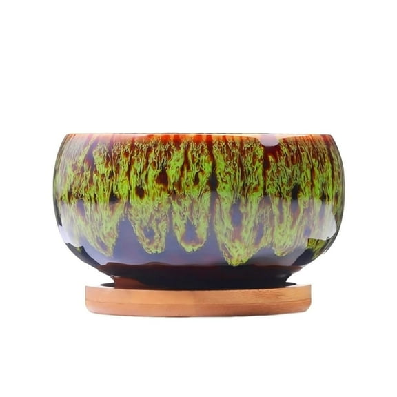 Glazed Ceramic Planter Bowl Set Pottery for Indoor Outdoor Garden Succulent Display Unique Flowing Glaze Design