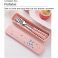 thumbnail image 4 of YISITIAN Cute Animal Series Ceramic Handle Tableware Set - Portable Rabbit Pattern Utensils Kit with Case, Includes Fork, Spoon & Chopsticks, Ideal for Kitchen, Camping & Travel AZ1014-1913, 4 of 5