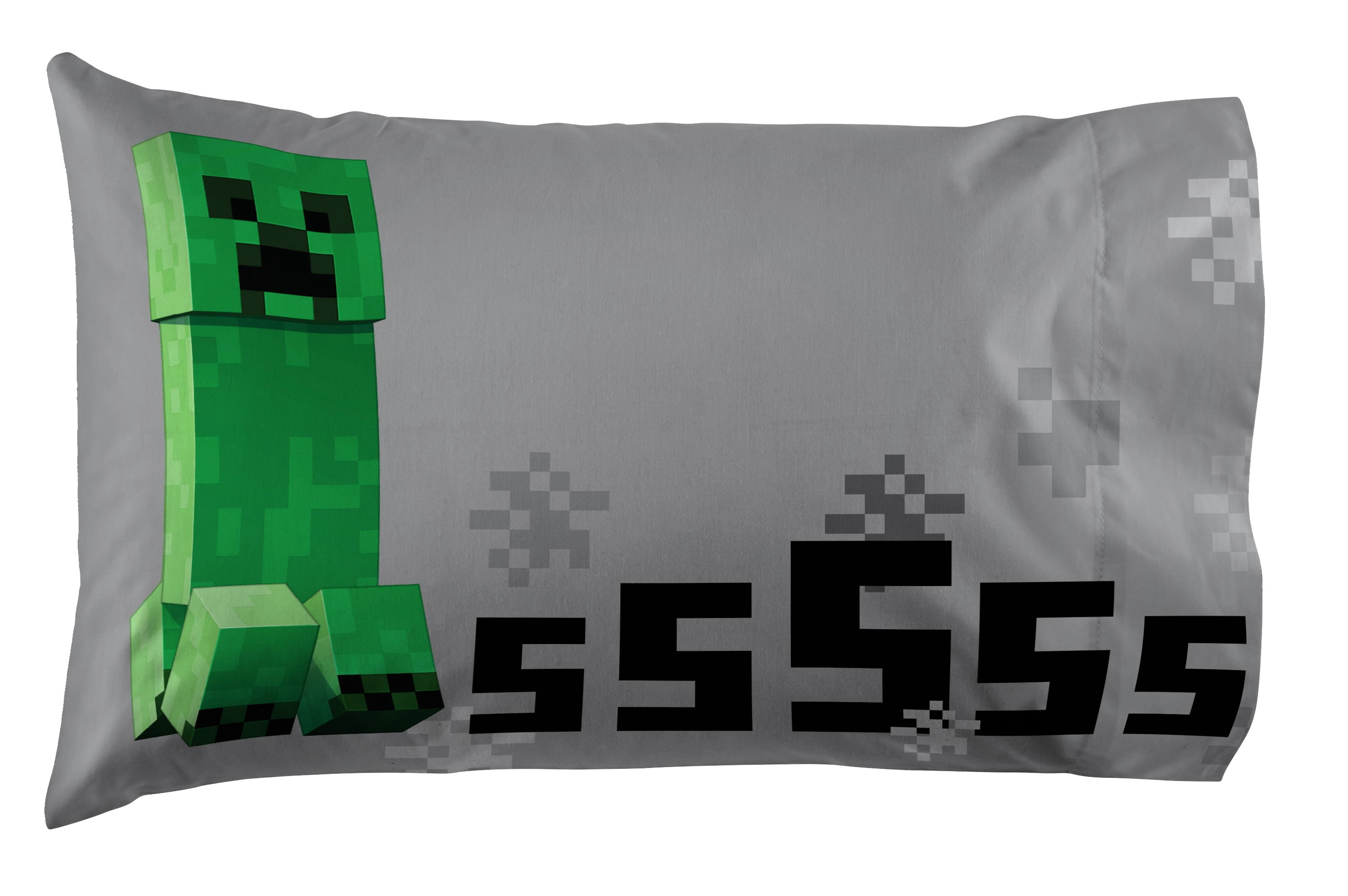 Minecraft Gray Blocks Kid's Bedding Sheet Set, Gaming Bedding