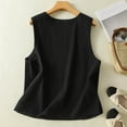 thumbnail image 5 of Women's Tank Tops Cotton Linen Comfy Lightweight Summer Blouse Crew Neck Sleeveless Solid Color Clothes (XL, Black), 5 of 7