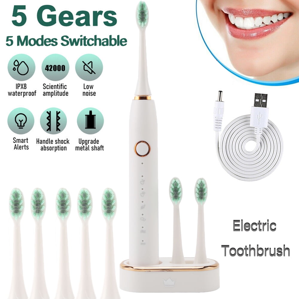 Electric Toothbrush for Adults , Rechargeable Power Toothbrushes with 5