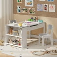 thumbnail image 6 of Asofer Kids Art Table with Storage, Kid Acitivity Table and Chair Set for Playing Painting Studying Crafting, White/Gray, 6 of 10