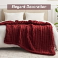 thumbnail image 3 of Chunky Knit Throw Blanket, 60''*80'' Knitted Throw Chenille Blankets for Bed Couch, Handmade Red Crochet Blanket Big Thick Blanket, Machine Washable Cute Comfy Blanket for Home Decor, 3 of 15