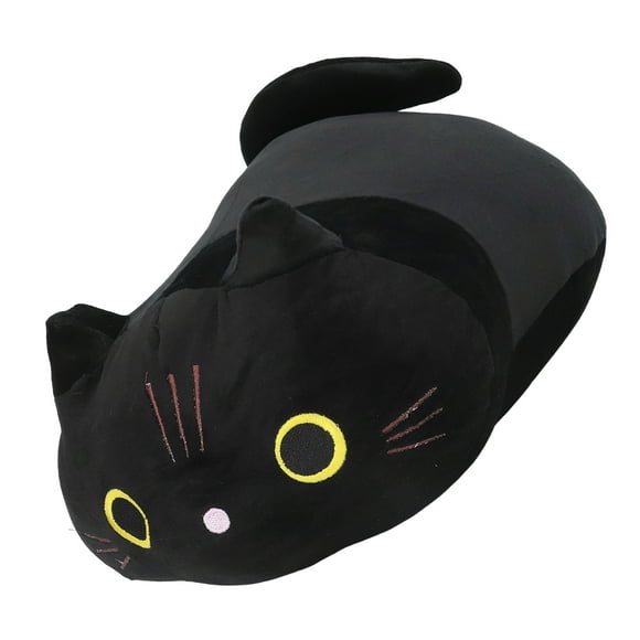 Dessin animé en peluche Black Cat Toy Round Eyes Cute Expression Jouet de poupée animale en peluche pour décoration maison