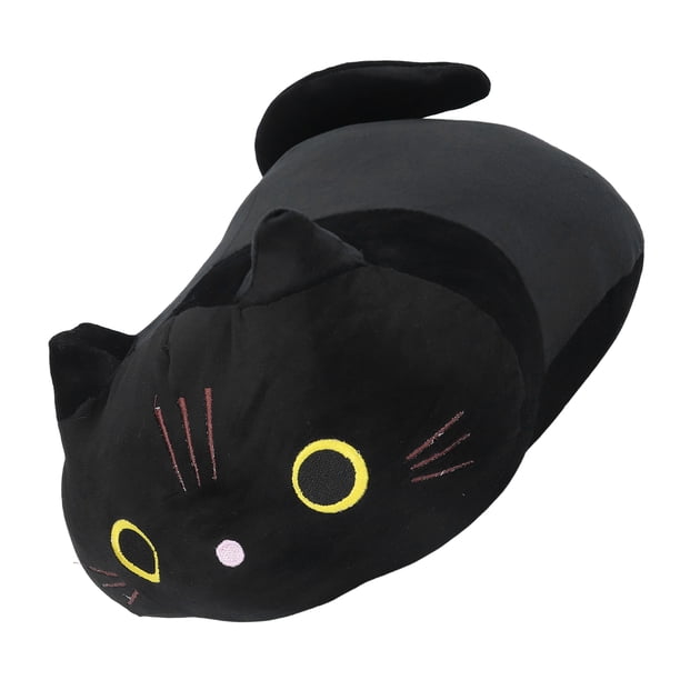 Almohada De Gato Negro De Dibujos Animados, Juguete Con Ojos Redondos, Muñeco De Peluche Con Expresión, Juguete Para Decoración Del Hogar