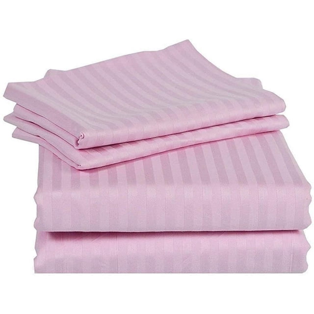 1200 Thread Count 4 Piece Quality Sheet Set 15 Inch Deep Pocket 100% Egyptian Cotton Stripe Pattern