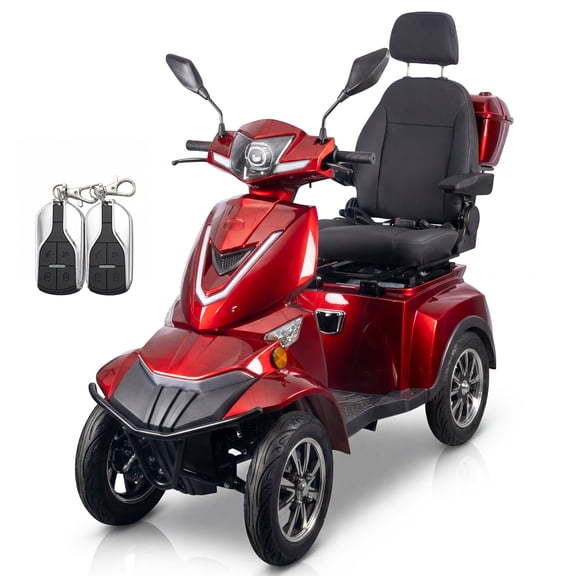 Heavy Duty 4 Wheel Mobility Scooters, 500lbs Capacity - Electric Powered Chair - 800W All Terrain Fast Mobility Scooter for Travel w/Long Range Battery Remote Key
