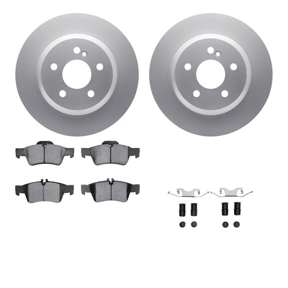 Dynamic Friction Company Rear Geospec Brake Rotors with 5000 Euro Ceramic Brake Pads includes Hardware 4612-63047