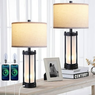 Pompotops Bedside Table Lamp With 2 USB Charging Portsh And 2 AC