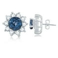 thumbnail image 2 of Sterling Silver with Natural London Blue Topaz and White Topaz Halo Stud Earring, 2 of 3