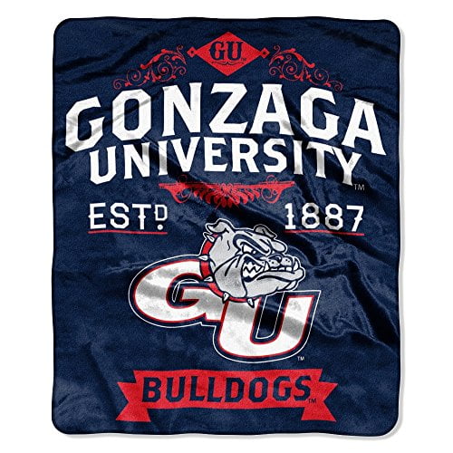 "NCAA Gonzaga Bulldogs Plush Raschel Throw Blanket, Navy, 50 x 60