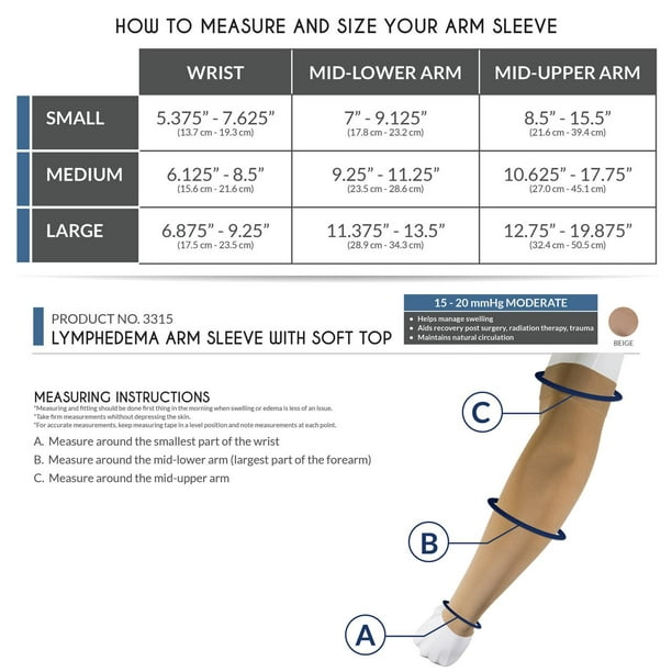 Truform Compression Arm Sleeve: 15 - 20 mmHg, Beige, Medium 