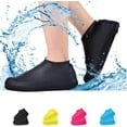 thumbnail image 1 of Cubrezapatos impermeables, antideslizantes, resistentes al agua, de goma de silicona, protectores para la lluvia para niños, hombres y mujeres (pequeño, amarillo), 1 of 7
