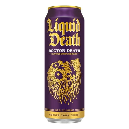 Liquid Death, Doctor Death, Soda-Flavored Sparkling Water, 19.2 oz King Sized Can, Low Calorie & No Artificial Sweeteners