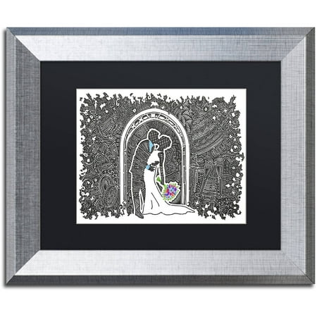 Trademark Fine Art 'Wedding Kiss' Canvas Art by Viz Art Ink, Black Matte, Silver Frame