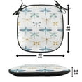 thumbnail image 4 of Dragonfly Chair Seating Cushion Set of 2, Group of Regularly Dragonfly Pattern Short Lives Composition of Bugs, Seat Pads for Office with Anti-slip Backing, 16"x16", Orange Blue, by Ambesonne, 4 of 7