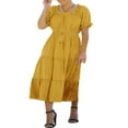 thumbnail image 2 of EIMELI Femmes d'Été Boho Robes Casual Manches Courtes Floral Cravate Ceinture Robe Noire S, 2 of 8