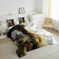 thumbnail image 3 of jejeloiu Retro Marble Texture Queen Comforter Set,Modern Fulid Ink Bedding Sets,Black Gold White Bedding Comforter Set For Men Women,Super Cozy Room Decor Reversible,3-Piece, 3 of 8