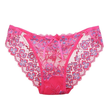 GZWYHT Womens Underwear Clearance Sexy Underwear Women Embroidery Lace Panties Sexy Low-waist Briefs Thong G-String Lingerie Lace Underwear Panties for Women Seamless Underwear Hot Pink One Size