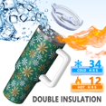 thumbnail image 5 of 40oz Tumbler with Handle and Straw, Vacuum Insulated Stainless Steel Travel Mug, Fits Car Cup Holder, Daisy Floral Print, 5 of 6