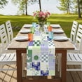 thumbnail image 4 of Table Runners 70 Inches Long Dress Scarves, Spring Floral Checkered Farmhouse Coffee/Dining/Kitchen Table Decor, Holiday Table Runner, Sage Green Purple Buffalo Plaid 13x70 Inch, 4 of 9