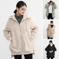 thumbnail image 2 of Fall Spring Women Jacket Short Front Long Back Split Hem Hooded Drawstring Zipper Closure Cardigan Windproof Outdoor Overcoat Travel Camping Coat, 2 of 8