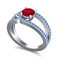thumbnail image 2 of 2.50 Ct Round Shape Red Ruby & Blue Topaz Gemstone Elegant Wedding Ring for Fiancee Solid 14K White Gold Size 6.5 by Diamond-Capitals, 2 of 8