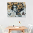 thumbnail image 2 of Creowell Black Women Art African American Wall Art for Bedroom Black Woman Portrait With Earrings Portrait Picture Golden Butterfly Black And White Canvas Print 20x16 in/16x12 in, 2 of 6